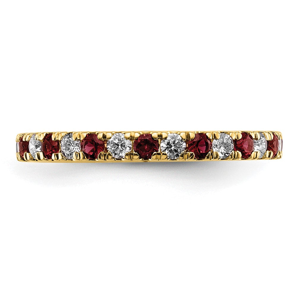 14k 1/2ct Lab Grown Diamond VS/SI+ G+ & Cr Ruby Size 6.5 Eternity Band
