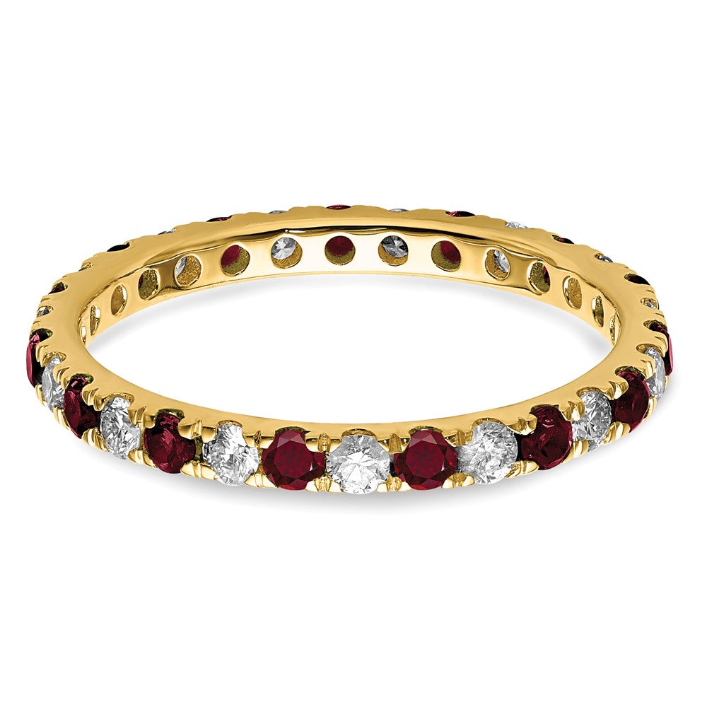 14k 1/2ct Lab Grown Diamond VS/SI+ G+ & Cr Ruby Size 6 Eternity Band