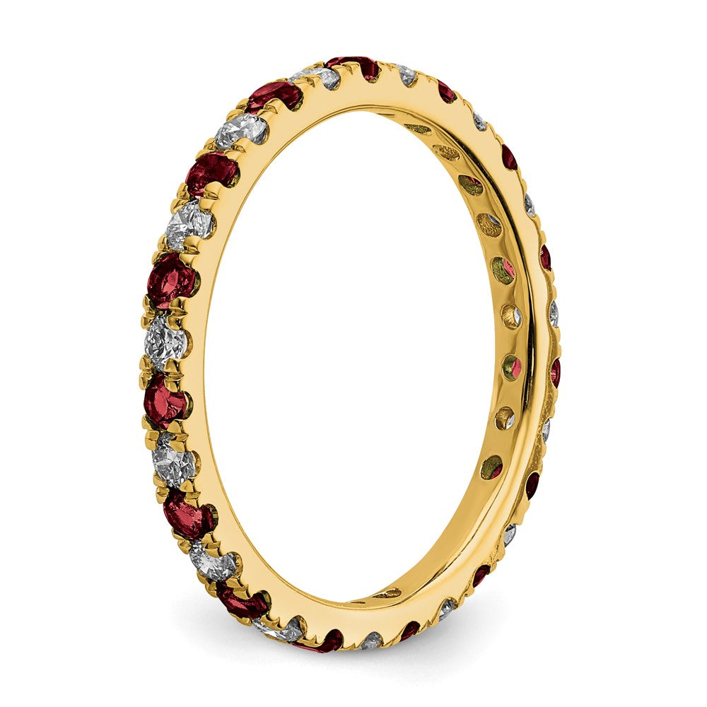 14k 1/2ct Lab Grown Diamond VS/SI+ G+ & Cr Ruby Size 8.5 Eternity Band