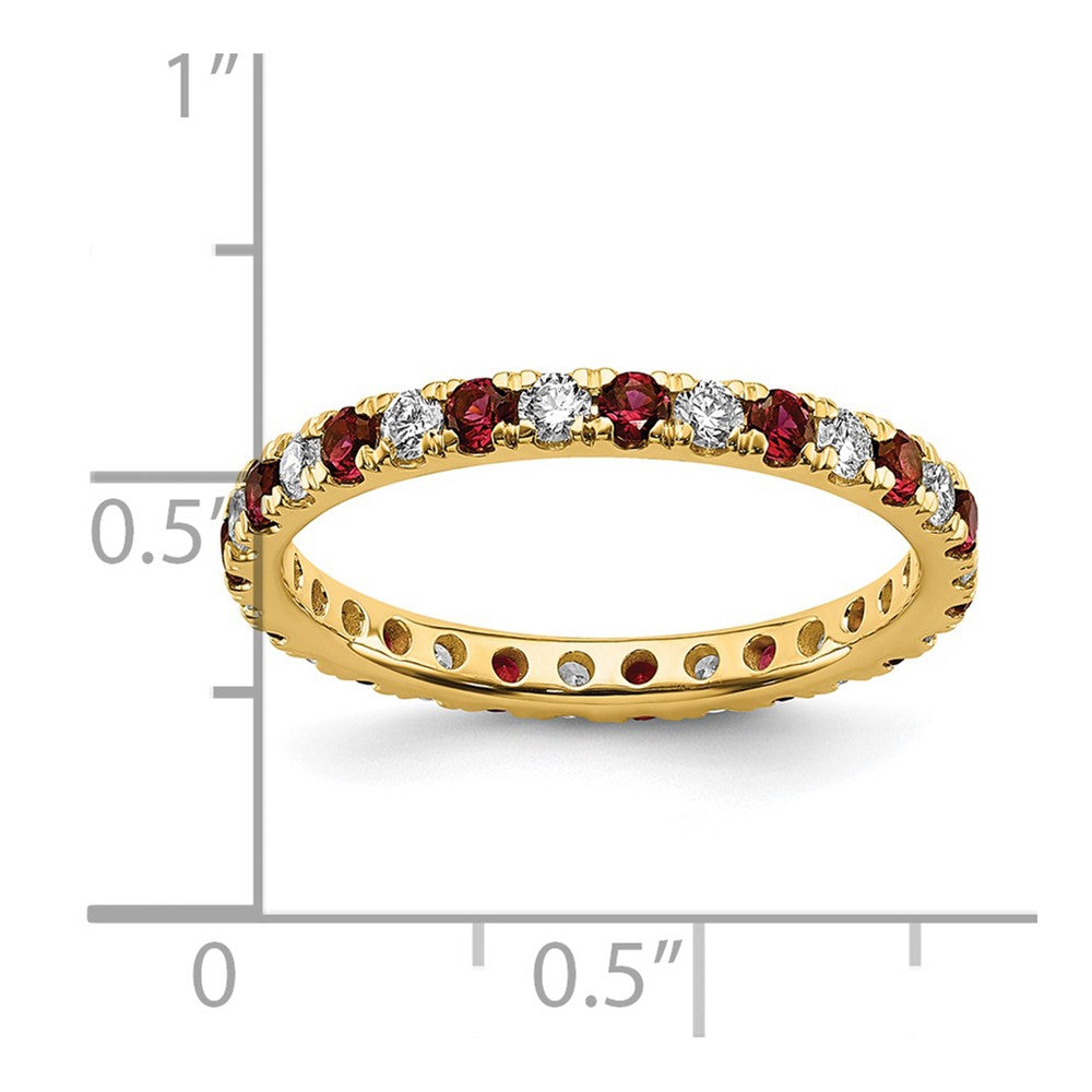 14k 3/8ct Lab Grown Diamond VS/SI+ G+ & Cr Ruby Size 4 Eternity Band