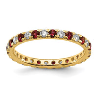 14k 3/8ct Lab Grown Diamond VS/SI+ G+ & Cr Ruby Size 4 Eternity Band