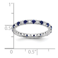 14kw 1/2ct Lab Grown Diamond VS/SI+ G+ & Cr Sapphire Size 7 Eternity Band