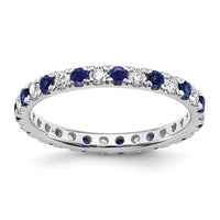 14kw 1/2ct Lab Grown Diamond VS/SI+ G+ & Cr Sapphire Size 8.5 Eternity Band