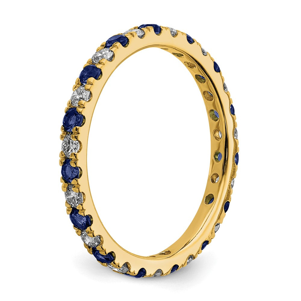 14k 1/2ct Lab Grown Diamond VS/SI+ G+ & Cr Sapphire Size 6 Eternity Band