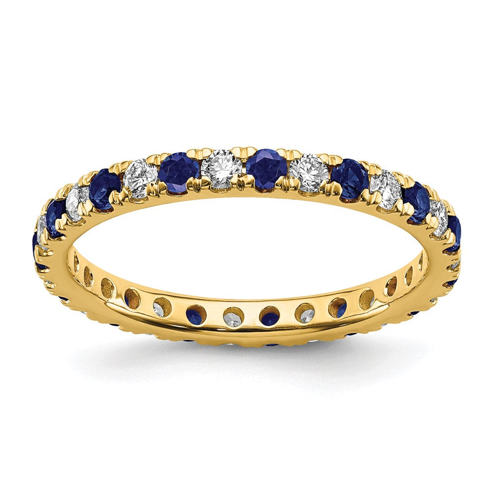 14k 1/2ct Lab Grown Diamond VS/SI+ G+ & Cr Sapphire Size 8 Eternity Band