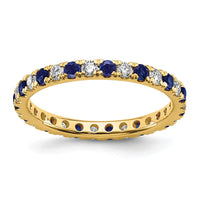 14k 1/2ct Lab Grown Diamond VS/SI+ G+ & Cr Sapphire Size 8 Eternity Band
