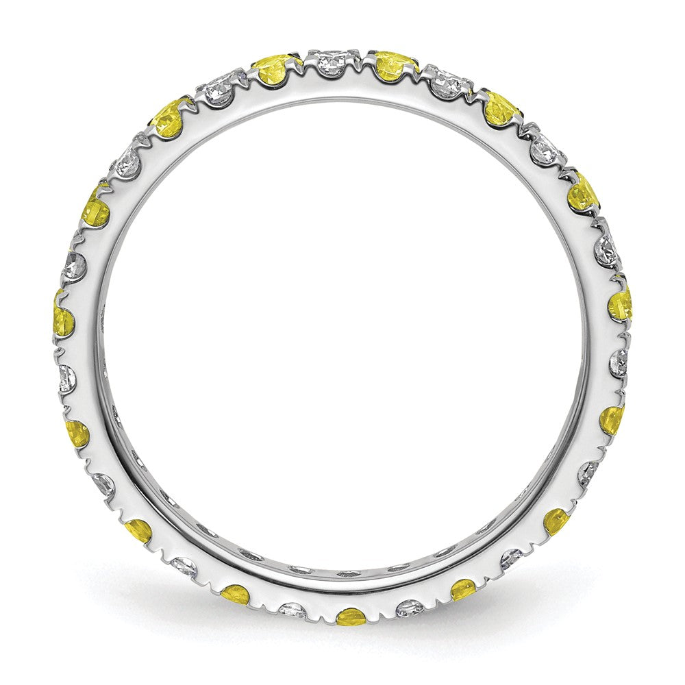 14kw 3/8ct Lab Grown Dia VS/SI+ G+ & Cr Yellow Sapphire Comp Eternity Band