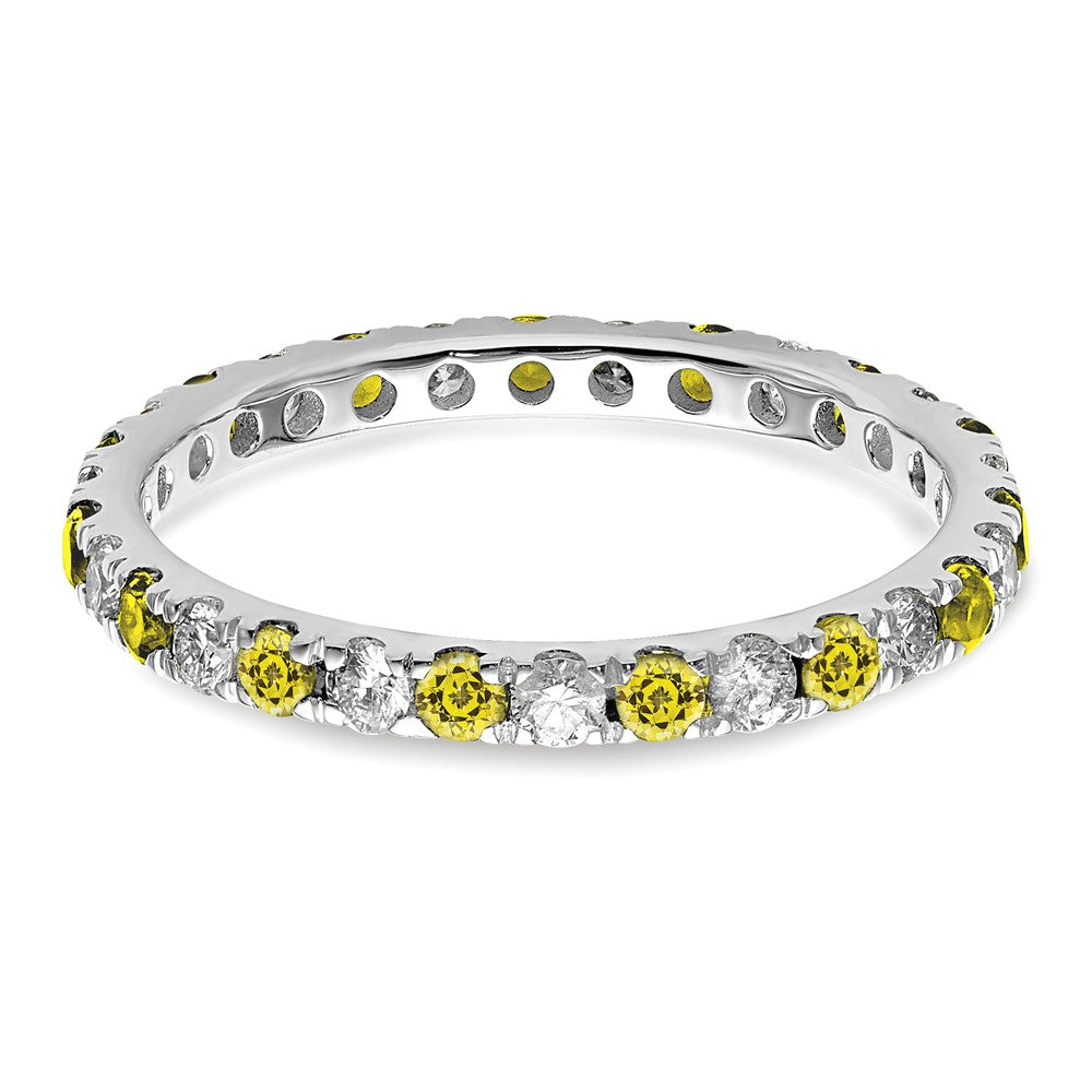 14kw 1/2ct Lab Grown Dia VS/SI+ G+ & Cr Yellow Sapphire Comp Eternity Band