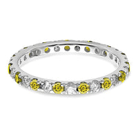 14kw 1/2ct Lab Grown Dia VS/SI+ G+ & Cr Yellow Sapphire Comp Eternity Band