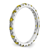 14kw 1/2ct Lab Grown Dia VS/SI+ G+ & Cr Yellow Sapphire Eternity Band