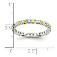14kw 1/2ct Lab Grown Dia VS/SI+ G+ & Cr Yellow Sapphire Comp Eternity Band
