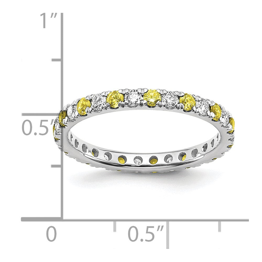 14kw 1/2ct Lab Grown Dia VS/SI+ G+ & Cr Yellow Sapphire Comp Eternity Band
