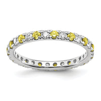 14kw 3/8ct Lab Grown Dia VS/SI+ G+ & Cr Yellow Sapphire Comp Eternity Band