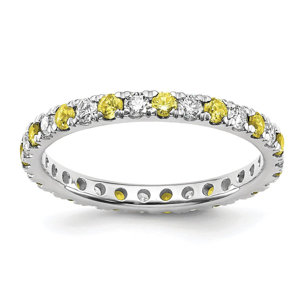 14kw 1/2ct Lab Grown Dia VS/SI+ G+ & Cr Yellow Sapphire Eternity Band