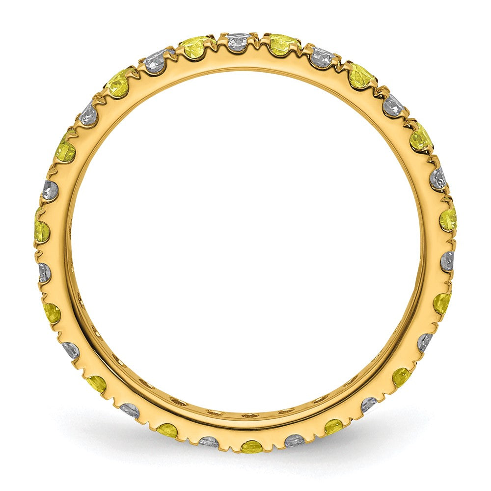 14k 1/2ct Lab Grown Dia VS/SI+ G+ & Cr Yellow Sapphire Size 6 Eternity Band