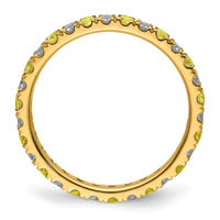 14k 1/2ct Lab Grown Dia VS/SI+ G+ & Cr Yellow Sapphire Size 7 Eternity Band