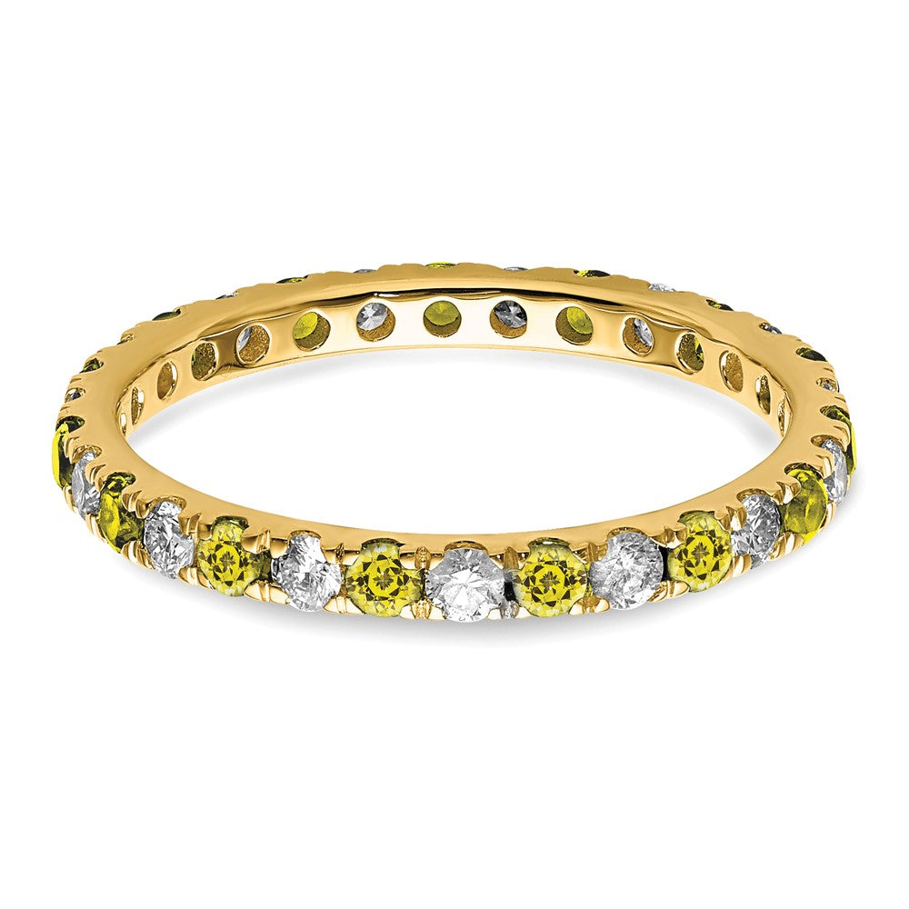 14k 1/2ct Lab Grown Dia VS/SI+ G+ & Cr Yellow Sapphire Size 6 Eternity Band