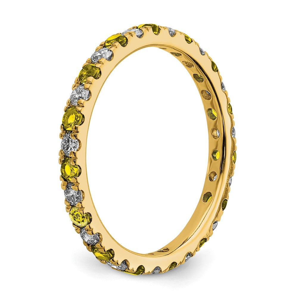 14k 3/8ct Lab Grown Dia VS/SI+ G+ & Cr Yellow Sapphire Size 5 Eternity Band