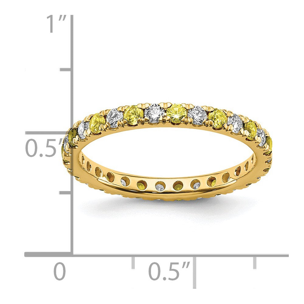 14k 3/8ct Lab Grown Dia VS/SI+ G+ & Cr Yellow Sapphire Size 5 Eternity Band