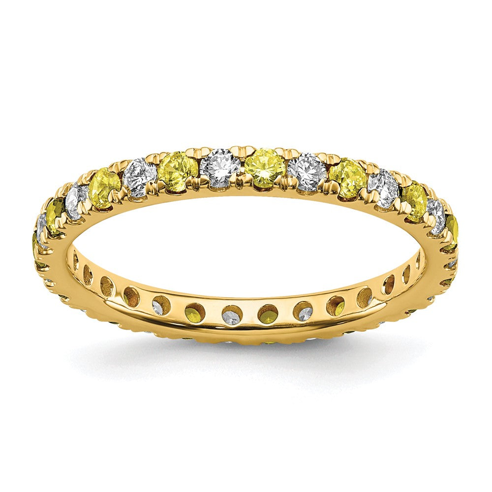 14k 1/2ct Lab Grown Dia VS/SI+ G+ & Cr Yellow Sapphire Size 6 Eternity Band