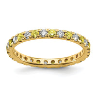14k 1/2ct Lab Grown Dia VS/SI+ G+ & Cr Yellow Sapphire Size 7 Eternity Band