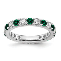 14kw 1ct Lab Grown Diamond VS/SI+ G+ & Cr Emerald Size 6.5 Eternity Band