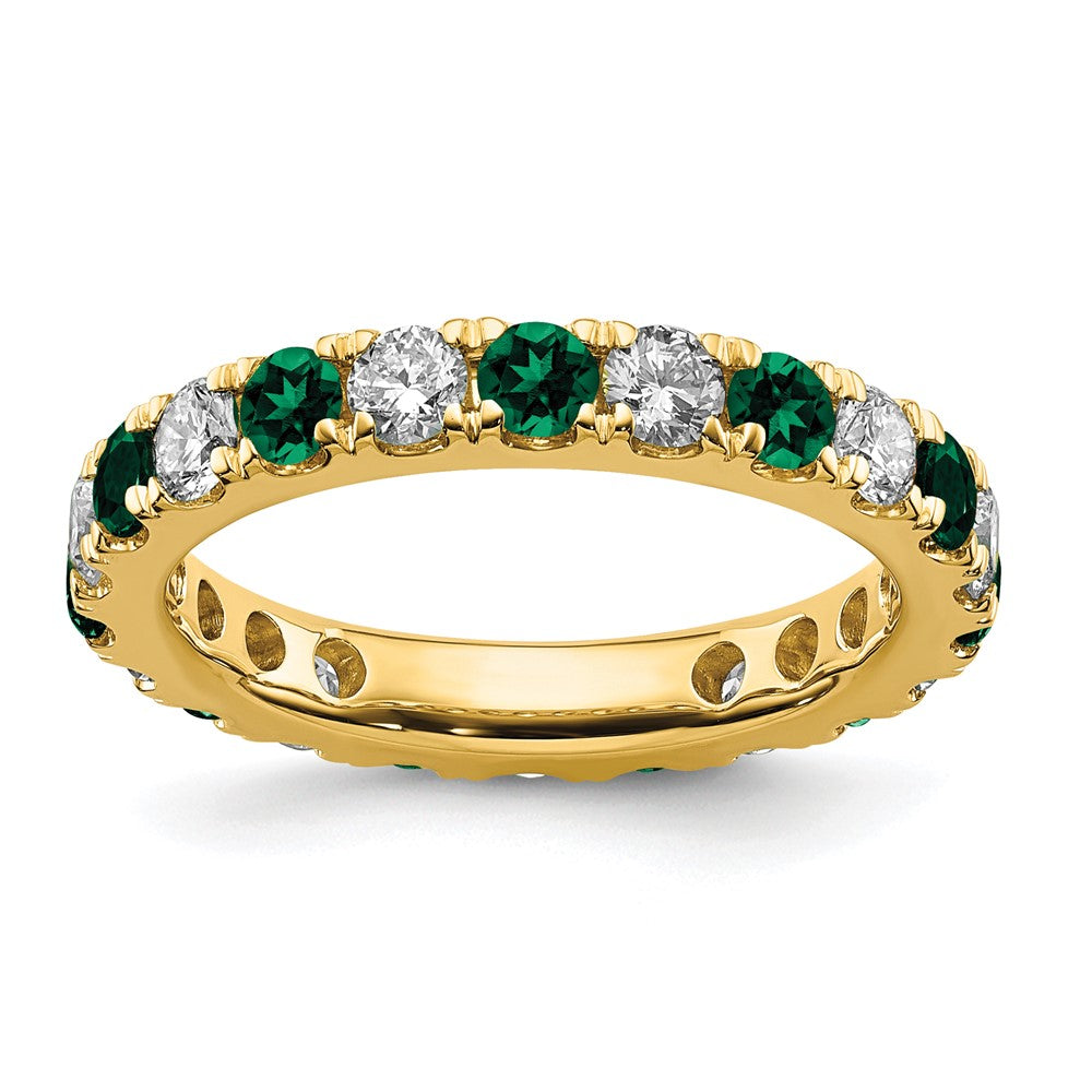 14k 1ct Lab Grown Diamond VS/SI+ G+ & Cr Emerald Size 6 Eternity Band