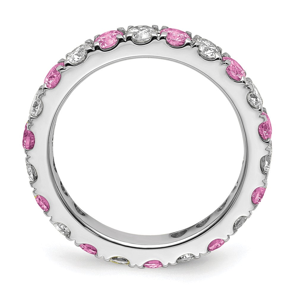 14kw 1 1/5ct Lab Grown Dia VS/SI+ G+ &Cr Pink Sapphire Comp Eternity Band