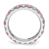 14kw 3/4ct Lab Grown Dia VS/SI+ G+ & Cr Pink Sapphire Comp Eternity Band