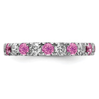 14kw 1 1/5ct Lab Grown Dia VS/SI+ G+ &Cr Pink Sapphire Comp Eternity Band
