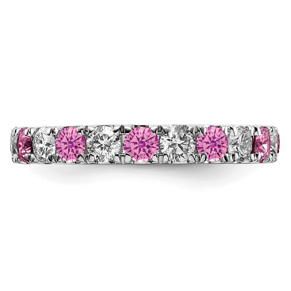14kw 1 1/5ct Lab Grown Dia VS/SI+ G+ & Cr Pink Sapphire Comp Eternity Band