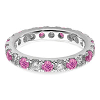 14kw 3/4ct Lab Grown Dia VS/SI+ G+ & Cr Pink Sapphire Comp Eternity Band