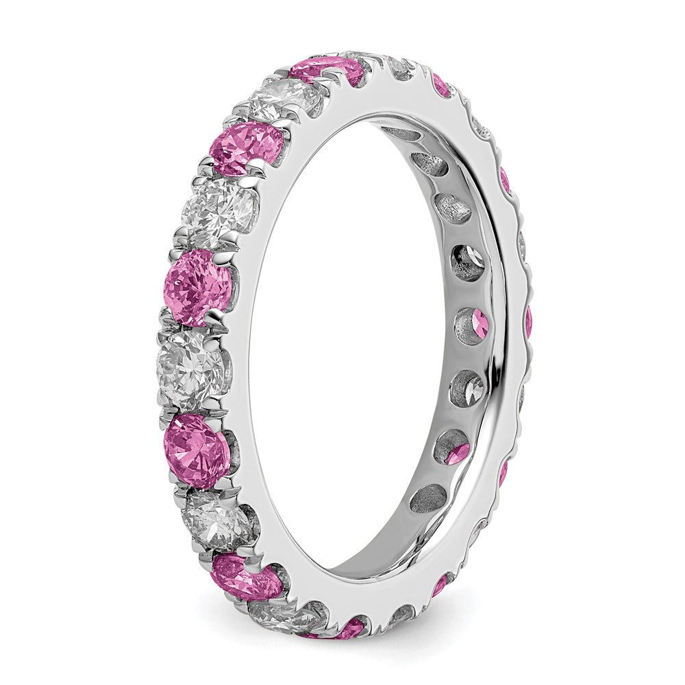 14kw 1ct Lab Grown Dia VS/SI+ G+ & Cr Pink Sapphire Size 4 Eternity Band