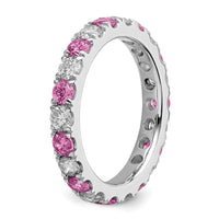 14kw 1ct Lab Grown Dia VS/SI+ G+ & Cr Pink Sapphire Size 4 Eternity Band