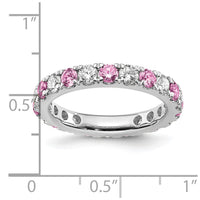 14kw 1ct Lab Grown Dia VS/SI+ G+ & Cr Pink Sapphire Size 4 Eternity Band