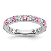 14kw 3/4ct Lab Grown Dia VS/SI+ G+ & Cr Pink Sapphire Comp Eternity Band
