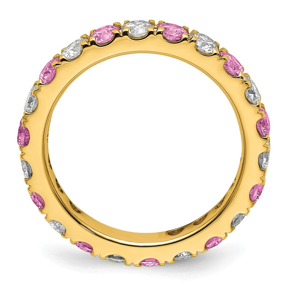 14k 1 1/5ct Lab Grown Dia VS/SI+ G+ & Cr Pink Sapphire Size 7 Eternity Band