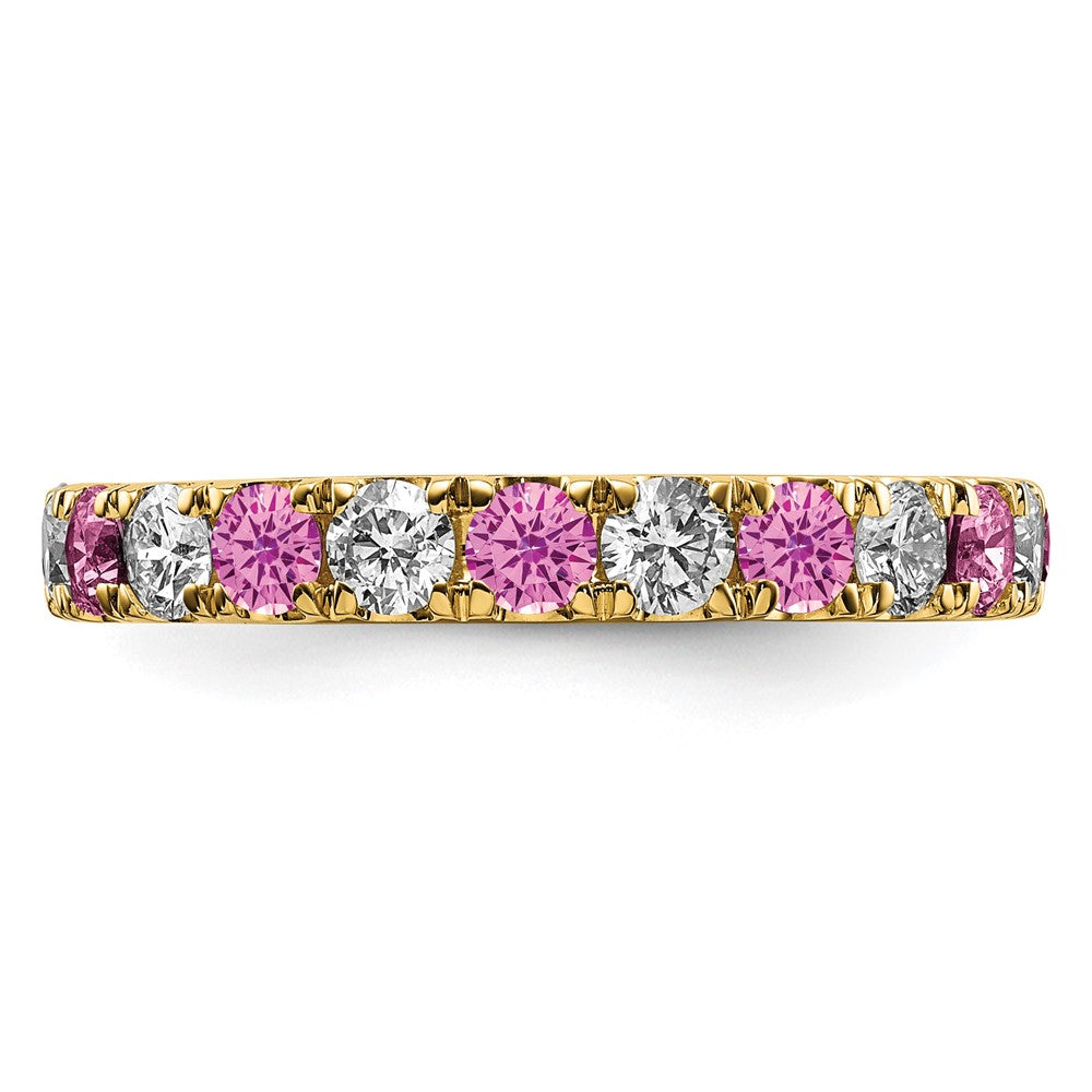 14k 1ct Lab Grown Dia VS/SI+ G+ & Cr Pink Sapphire Size 6 Eternity Band