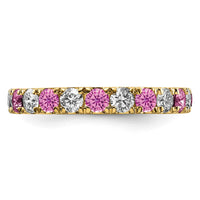 14k 1ct Lab Grown Dia VS/SI+ G+ & Cr Pink Sapphire Size 4 Eternity Band