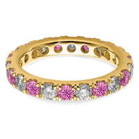 14k 1ct Lab Grown Dia VS/SI+ G+ & Cr Pink Sapphire Size 6 Eternity Band