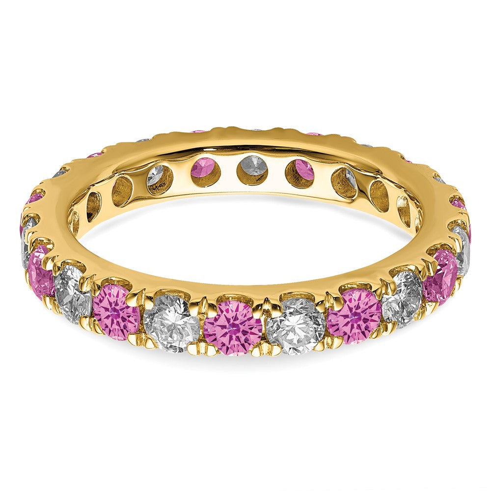 14k 1 1/5ct Lab Grown Dia VS/SI+ G+ & Cr Pink Sapphire Size 7 Eternity Band