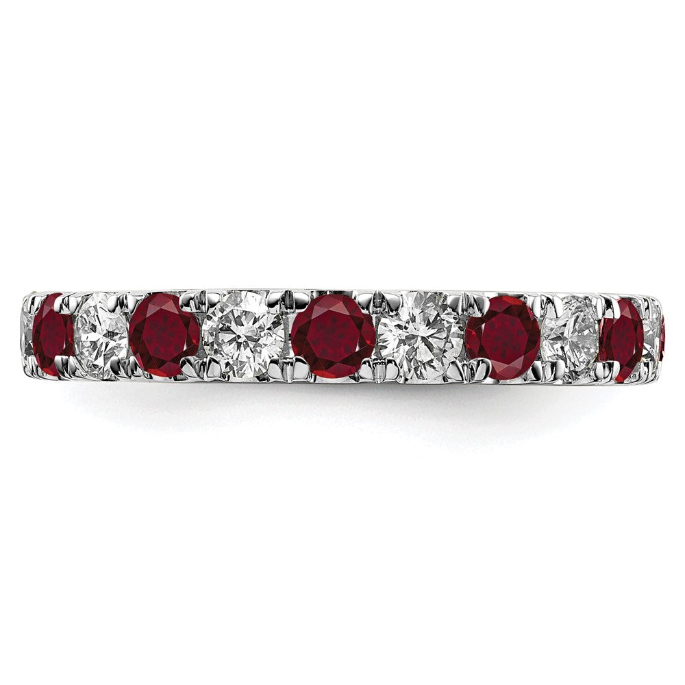 14kw 1 1/5ct Lab Grown Diamond VS/SI+ G+ & Cr Ruby Size 7 Eternity Band