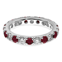 14kw 1 1/5ct Lab Grown Diamond VS/SI+ G+ & Cr Ruby Size 7 Eternity Band