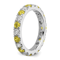 14kw 1 1/5ct Lab Grown Diamond VS/SI+ G+ & Cr Ruby Size 7 Eternity Band