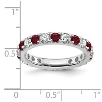 14kw 1 1/5ct Lab Grown Diamond VS/SI+ G+ & Cr Ruby Size 9 Eternity Band