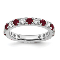 14kw 1 1/5ct Lab Grown Diamond VS/SI+ G+ & Cr Ruby Size 7 Eternity Band