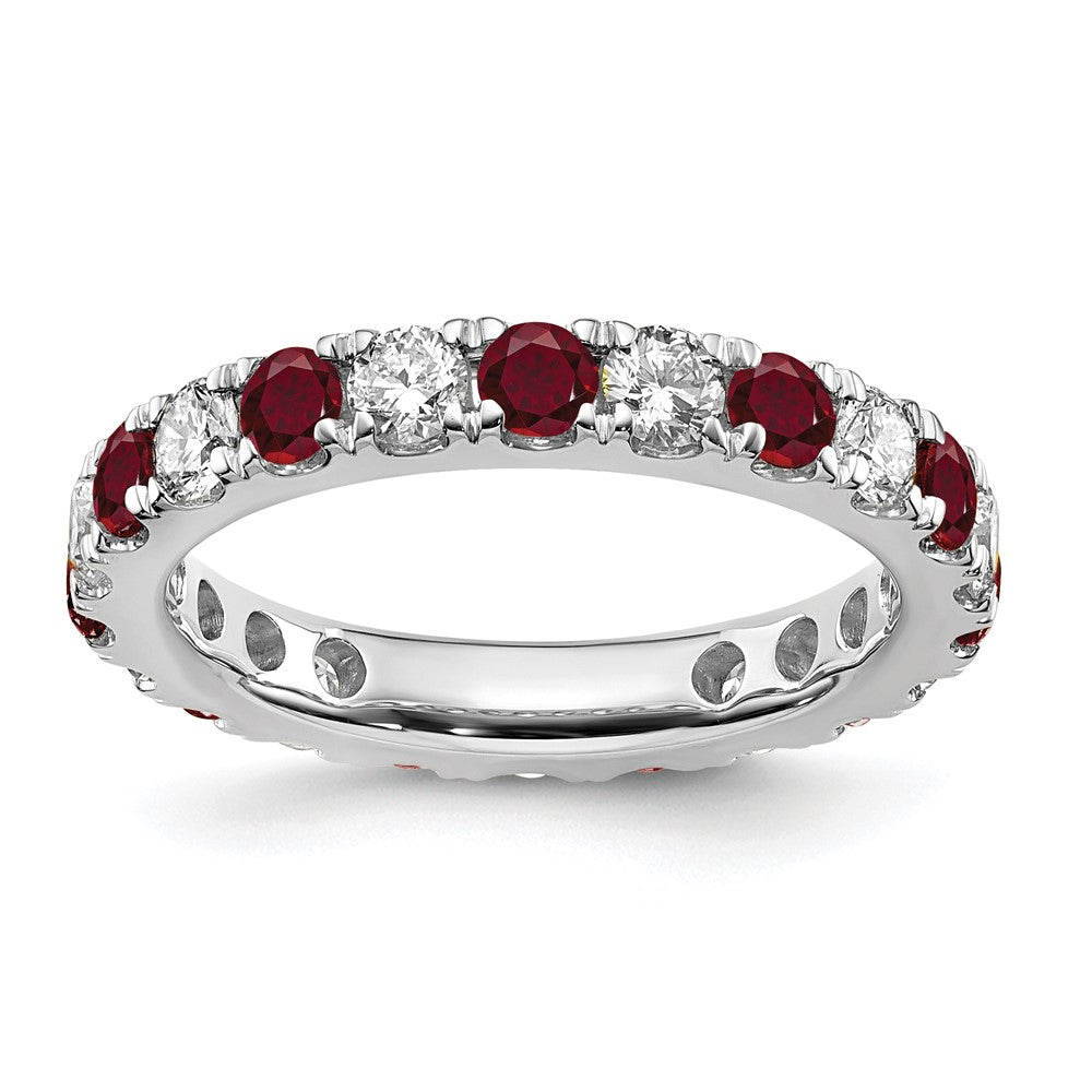 14kw 1ct Lab Grown Diamond VS/SI+ G+ & Cr Ruby Size 6.5 Eternity Band