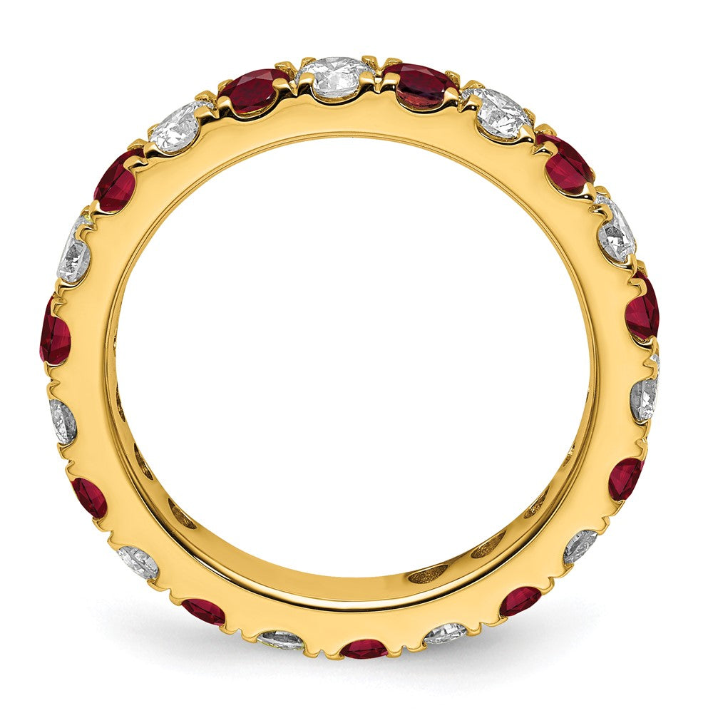 14k 1ct Lab Grown Diamond VS/SI+ G+ & Cr Ruby Size 5.5 Eternity Band