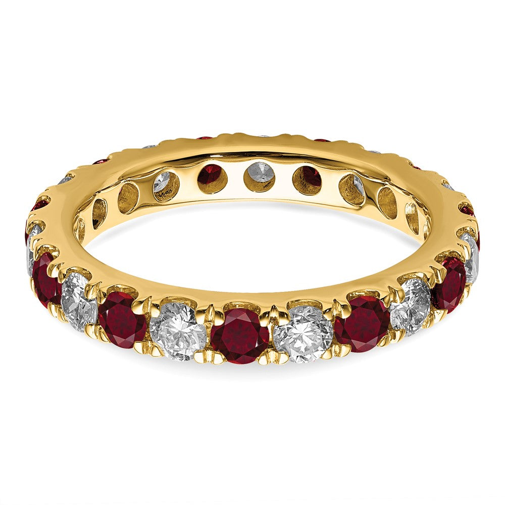 14k 1 1/5ct Lab Grown Diamond VS/SI+ G+ & Cr Ruby Size 9 Eternity Band