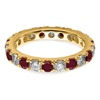 14k 1 1/5ct Lab Grown Diamond VS/SI+ G+ & Cr Ruby Size 7 Eternity Band